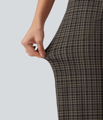 Halara UltraSculpt™ Plaid Print High Waisted Tummy Control Straight Leg Yoga Pants with Pockets