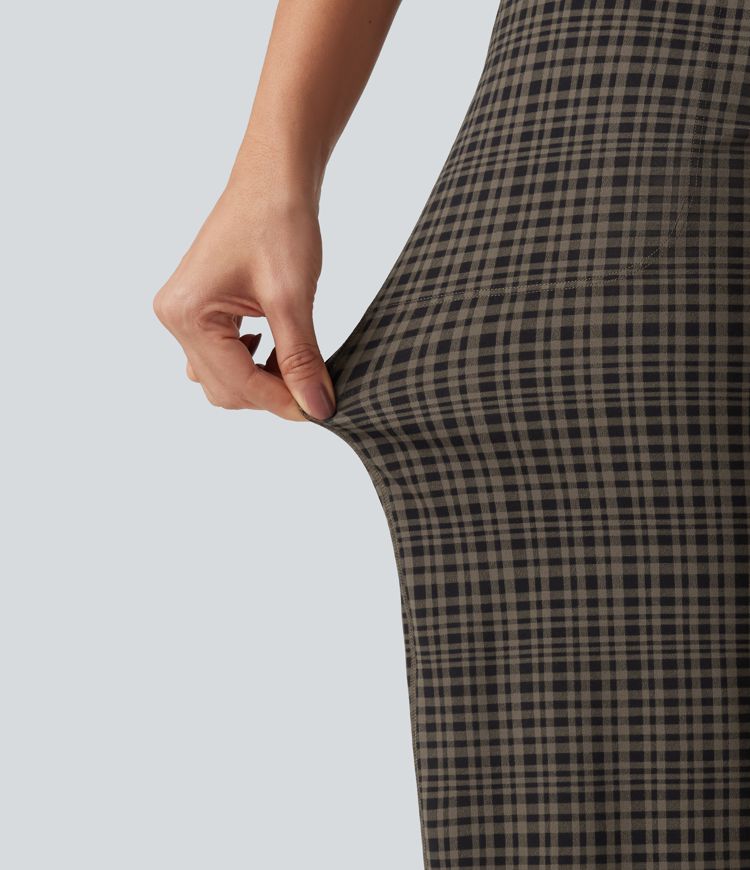 Halara UltraSculpt™ Plaid Print High Waisted Tummy Control Straight Leg Yoga Pants with Pockets