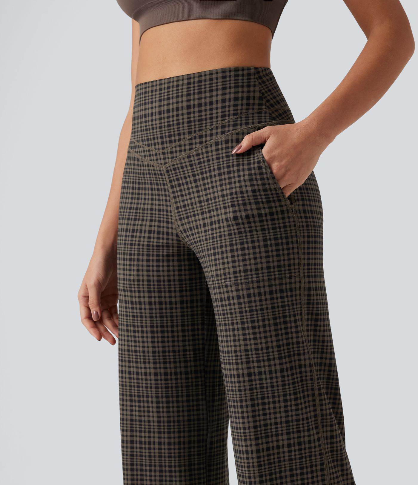 Halara UltraSculpt™ Plaid Print High Waisted Tummy Control Straight Leg Yoga Pants with Pockets