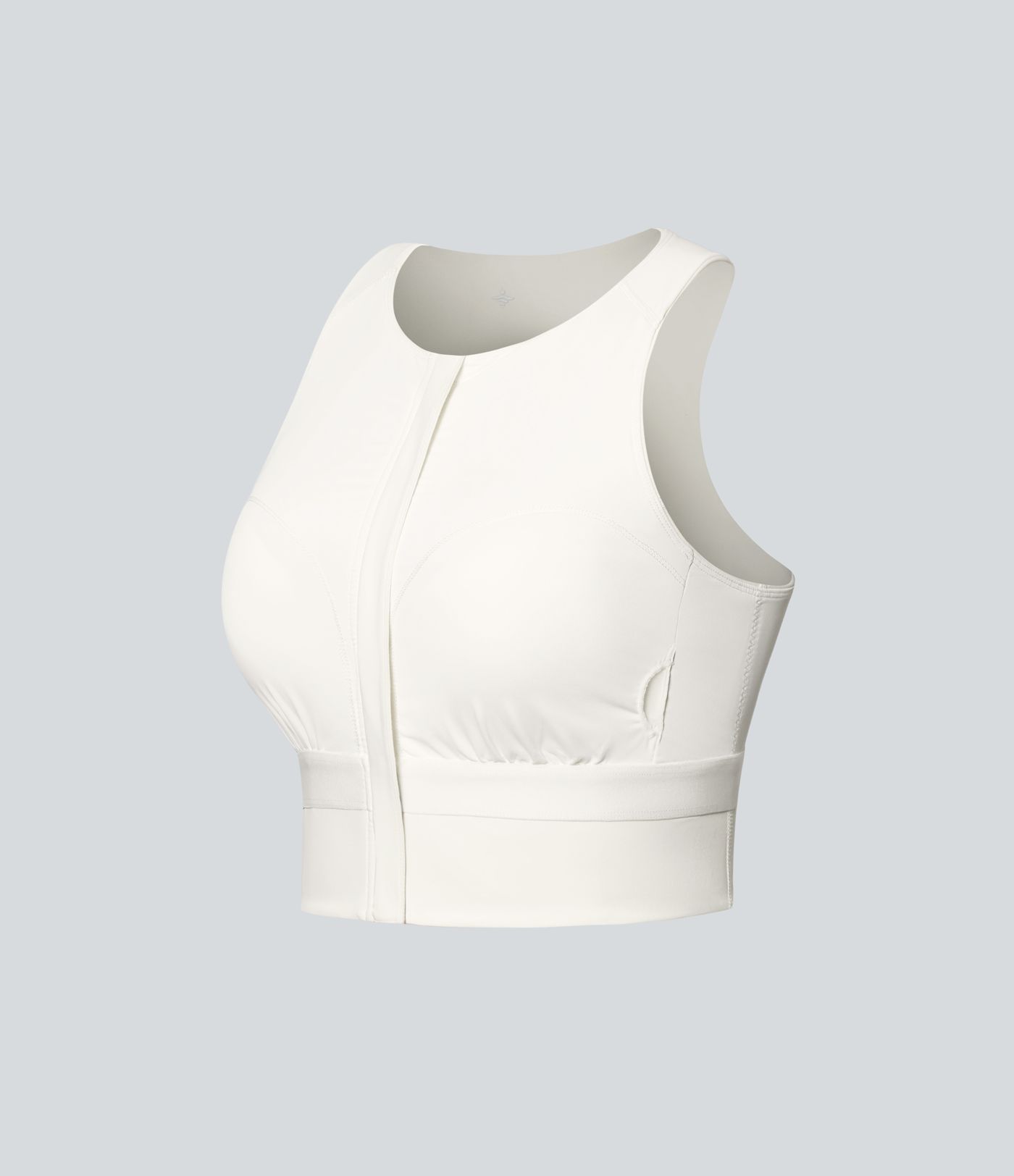 Round Neck Built-in Bra InstantCool Quick Dry Cropped Running Tank Top with Pockets-UPF50+