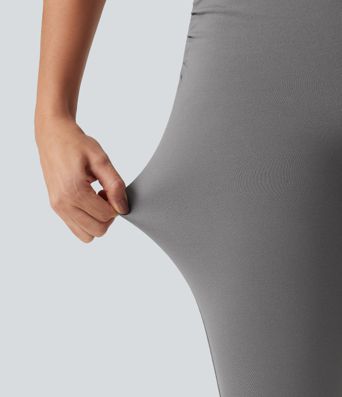 High Waisted Ruched Flare Golf Pants with Pockets-Golf Tee High Waisted Ruched Flare Golf Pants with Pockets-Golf Tee