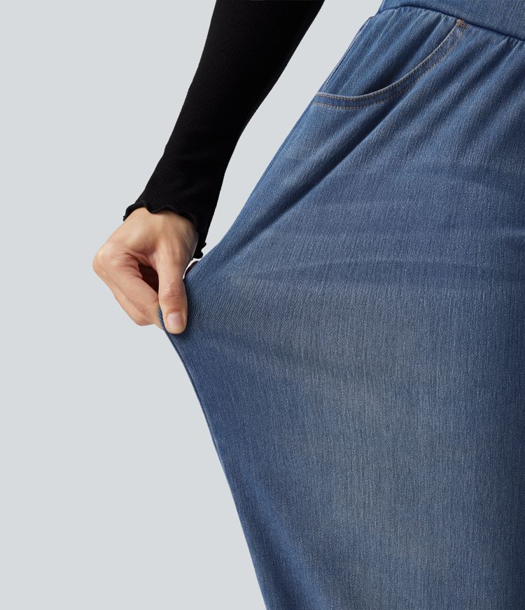 Halara Flex™ High Waisted Crossover Tummy Control Denim Casual Joggers with Pockets