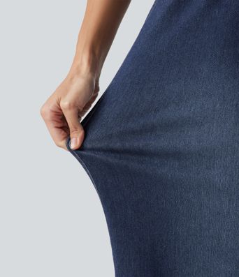 Halara Flex™ - Lässige Jeans mit hohem Bund, Seitentachen und weitem Bein