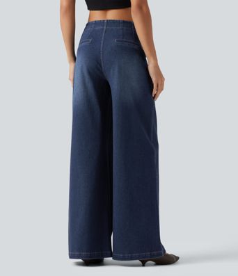 Halara Flex™ - Lässige Jeans mit hohem Bund, Seitentachen und weitem Bein