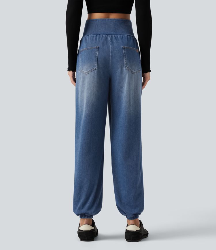 Halara Flex™ High Waisted Crossover Tummy Control Denim Casual Joggers with Pockets