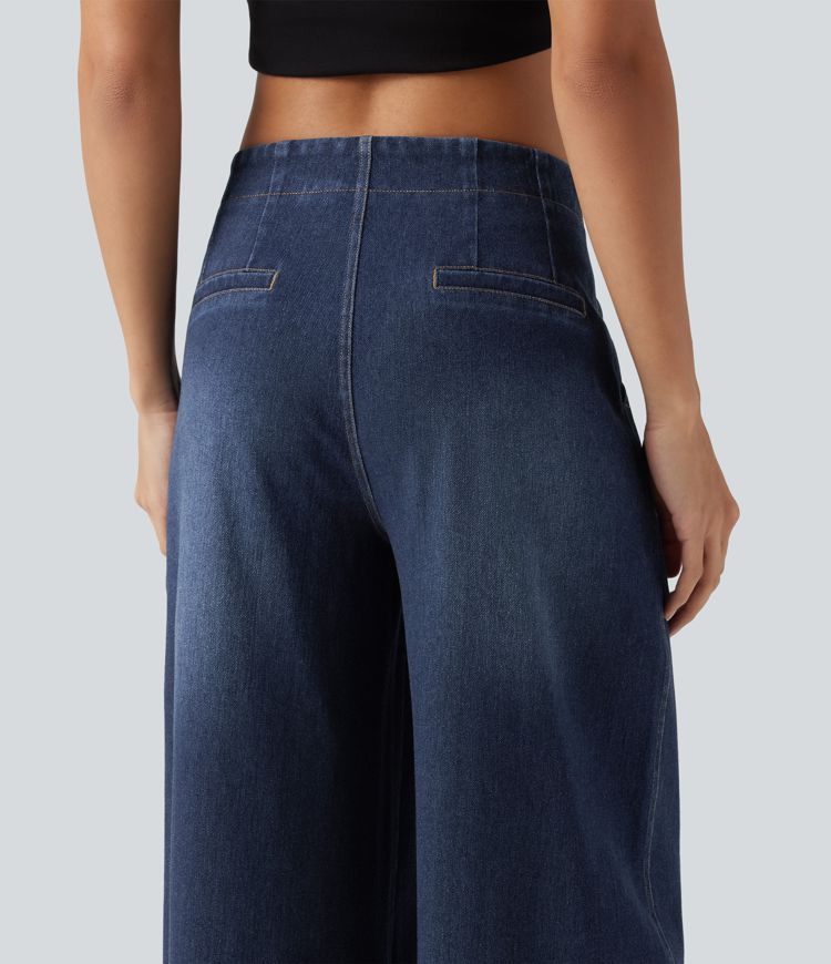 Halara Flex™ - Lässige Jeans mit hohem Bund, Seitentachen und weitem Bein