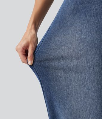Halara Flex™ - Lässige, verwaschene Jeans mit hohem Bund, mehreren Taschen und weitem Bein