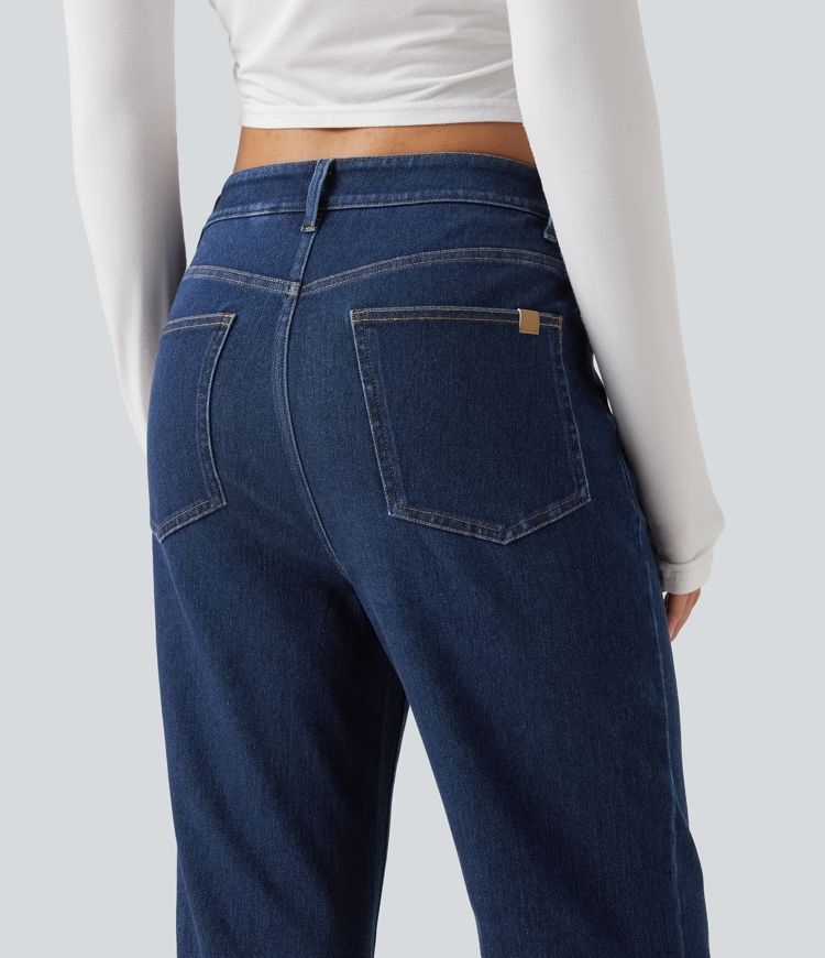 Halara Flex™ Jeans évasés à taille haute, style décontracté, avec poches Halara Flex™ Jeans évasés à taille haute, style décontracté, avec poches