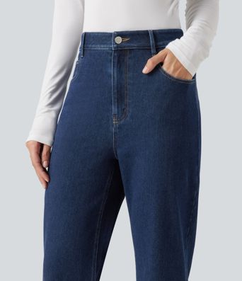 Halara Flex™ Jeans évasés à taille haute, style décontracté, avec poches Halara Flex™ Jeans évasés à taille haute, style décontracté, avec poches