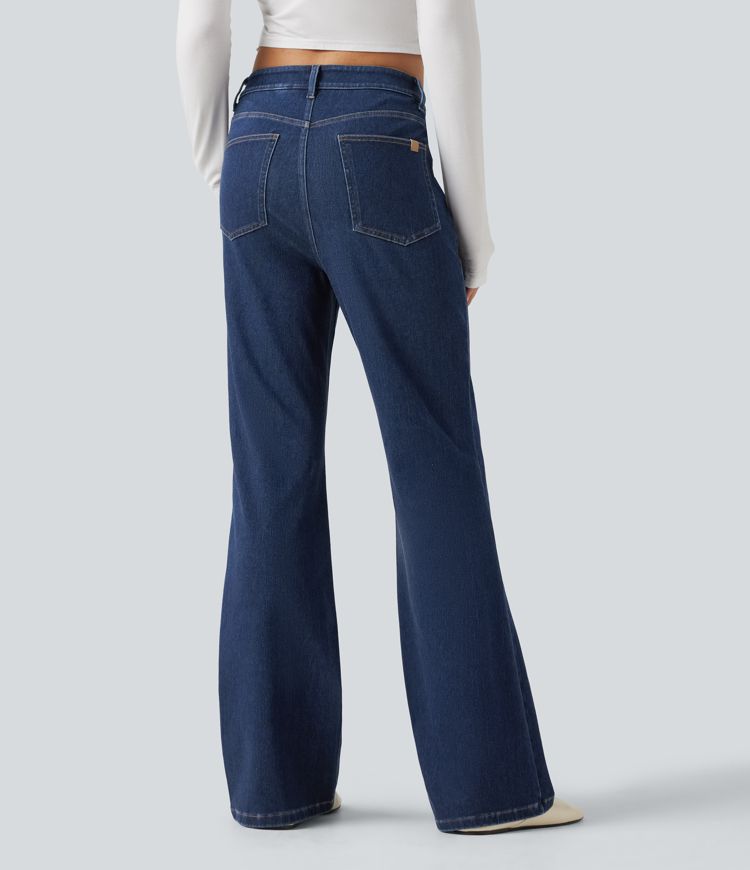 Halara Flex™ Jeans évasés à taille haute, style décontracté, avec poches Halara Flex™ Jeans évasés à taille haute, style décontracté, avec poches