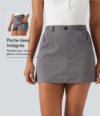 Jupe-short de golf mini taille mi-haute avec poches et porte-tees
