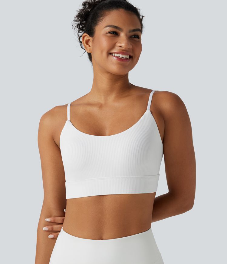 Ribbed Knit Low Support Built-in Bra Yoga Sports Bra Ribbed Knit Low Support Built-in Bra Yoga Sports Bra