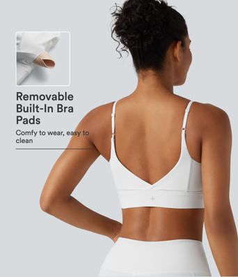 Ribbed Knit Low Support Built-in Bra Yoga Sports Bra Ribbed Knit Low Support Built-in Bra Yoga Sports Bra