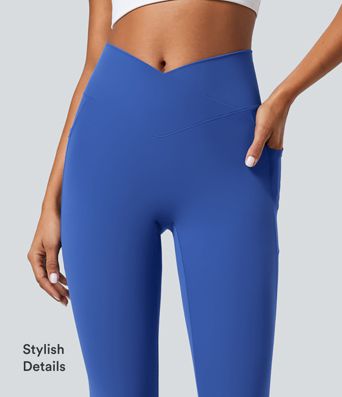 SoftlyZero™ Crossover Pocket Plain Leggings-UPF50+