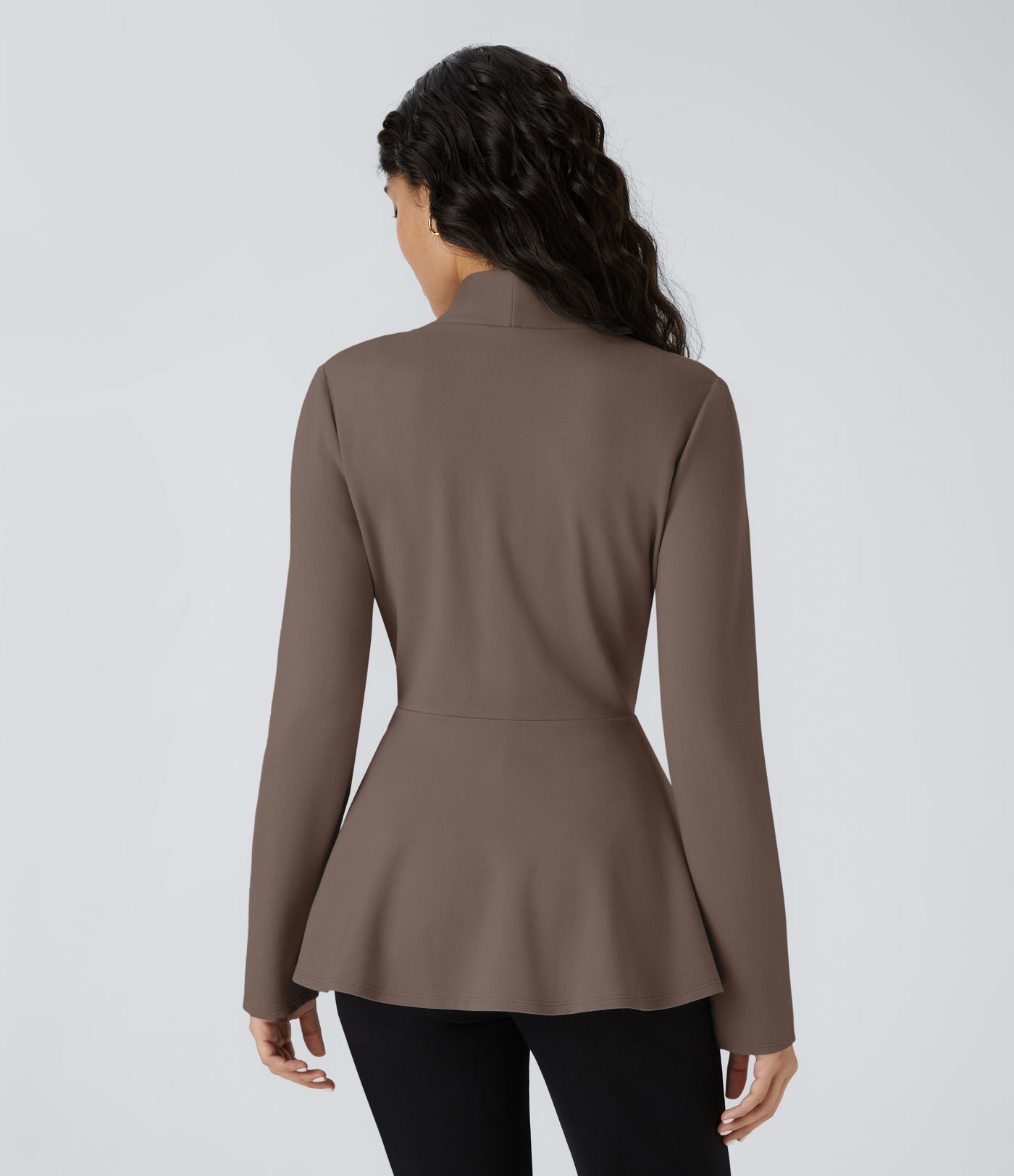 Veste péplum de travail col en V avec un bouton Veste péplum de travail col en V avec un bouton
