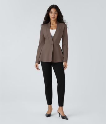 Veste péplum de travail col en V avec un bouton Veste péplum de travail col en V avec un bouton