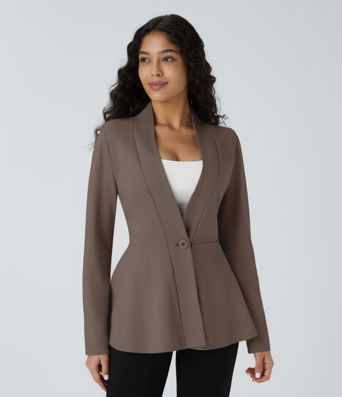 Veste péplum de travail col en V avec un bouton Veste péplum de travail col en V avec un bouton