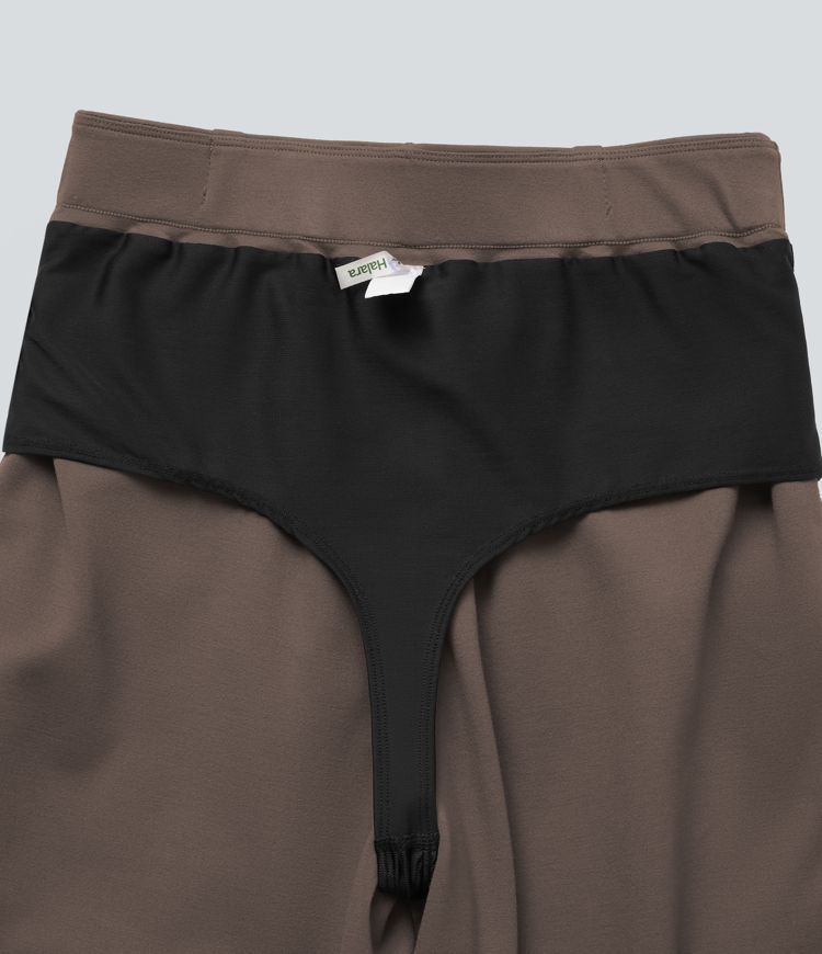 Halara Flex™ High-waisted Tummy Control Built-in Underwear Work Barrel Leg Trousers with Pockets Halara Flex™ High-waisted Tummy Control Built-in Underwear Work Barrel Leg Trousers with Pockets