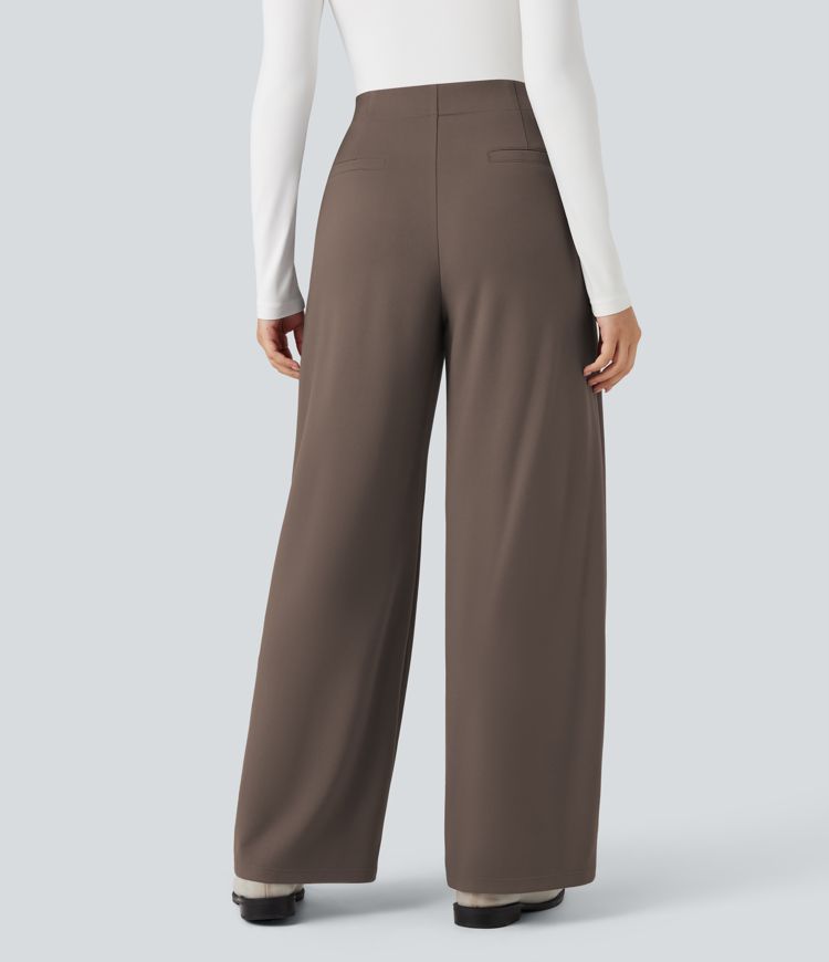 Halara Flex™ High-waisted Tummy Control Built-in Underwear Work Barrel Leg Trousers with Pockets Halara Flex™ High-waisted Tummy Control Built-in Underwear Work Barrel Leg Trousers with Pockets