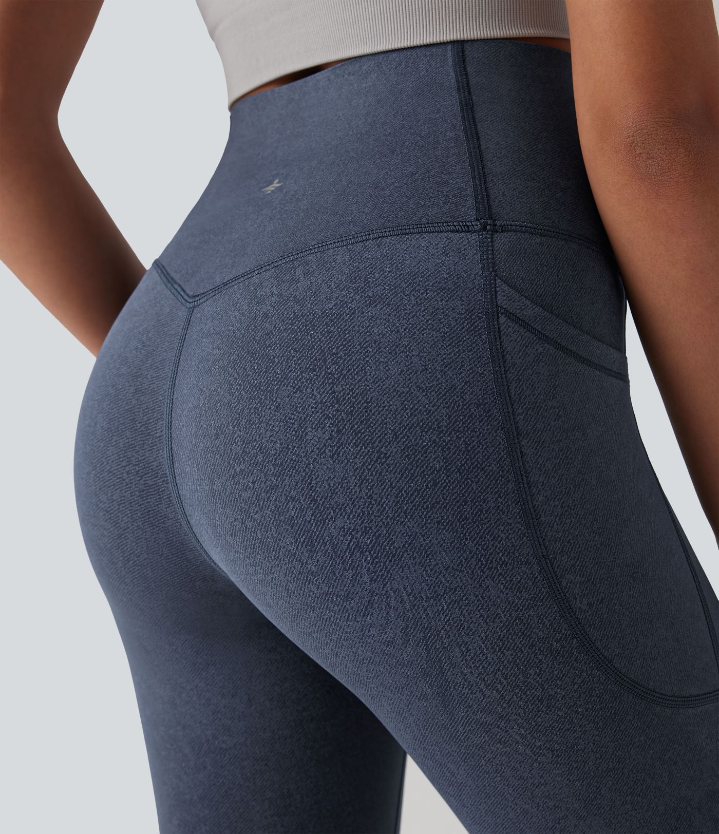 Halara UltraSculpt™ - Yoga-Leggings mit hohem Bund, Seitentaschen, Bauchkontrolle und Denim-Print