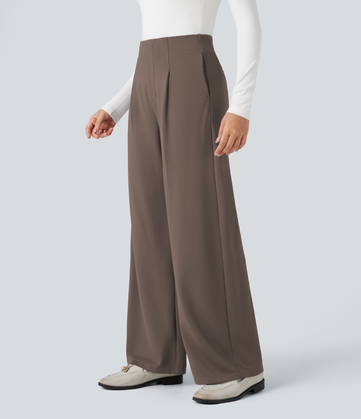 Halara Flex™ High-waisted Tummy Control Built-in Underwear Work Barrel Leg Trousers with Pockets Halara Flex™ High-waisted Tummy Control Built-in Underwear Work Barrel Leg Trousers with Pockets