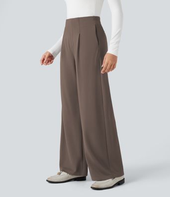 Halara Flex™ High-waisted Tummy Control Built-in Underwear Work Barrel Leg Trousers with Pockets Halara Flex™ High-waisted Tummy Control Built-in Underwear Work Barrel Leg Trousers with Pockets