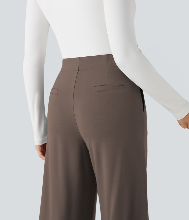 Halara Flex™ High-waisted Tummy Control Built-in Underwear Work Barrel Leg Trousers with Pockets Halara Flex™ High-waisted Tummy Control Built-in Underwear Work Barrel Leg Trousers with Pockets