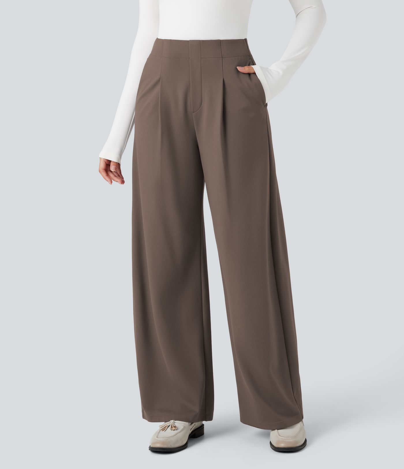Halara Flex™ High-waisted Tummy Control Built-in Underwear Work Barrel Leg Pants with Pockets Halara Flex™ High-waisted Tummy Control Built-in Underwear Work Barrel Leg Pants with Pockets