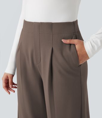 Halara Flex™ High-waisted Tummy Control Built-in Underwear Work Barrel Leg Trousers with Pockets Halara Flex™ High-waisted Tummy Control Built-in Underwear Work Barrel Leg Trousers with Pockets