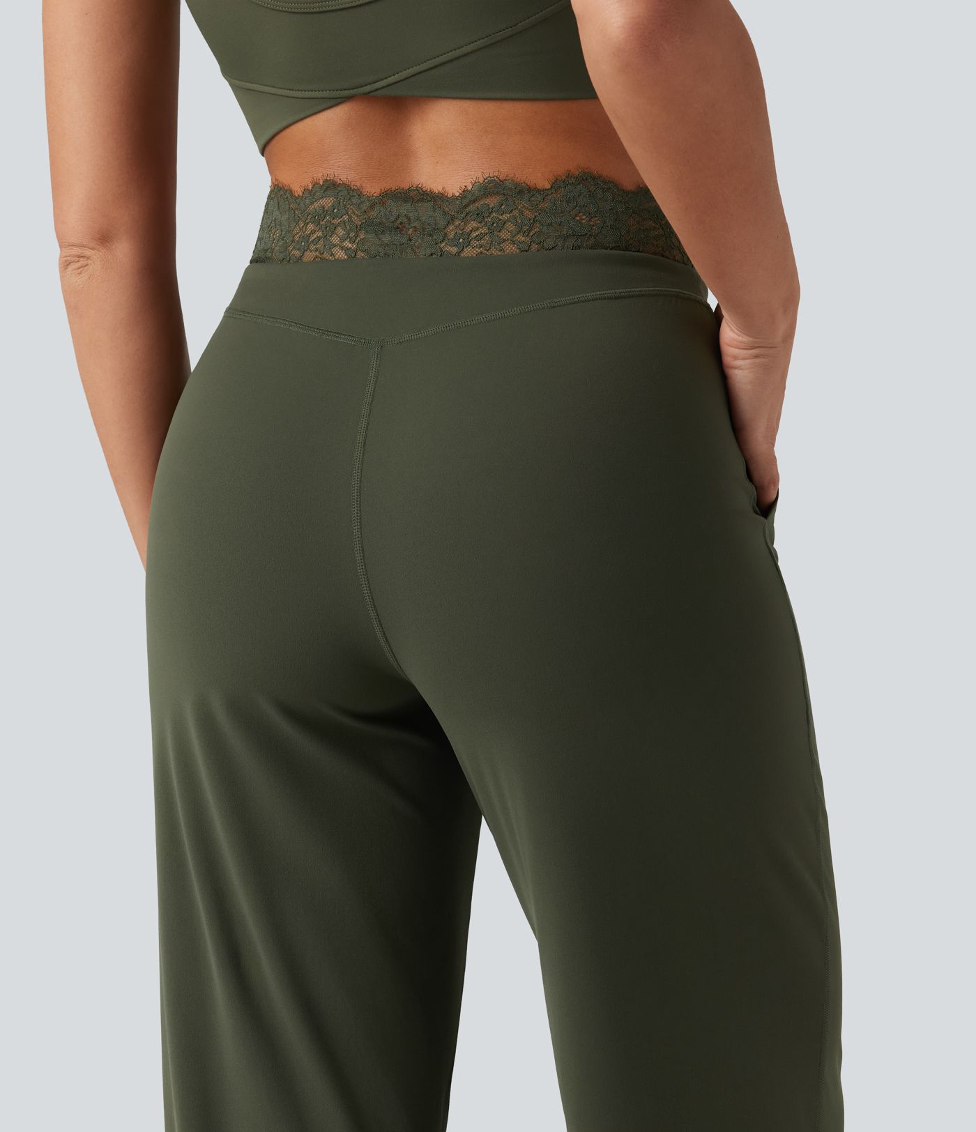 Halara UltraSculpt™ High Waisted Contrast Lace Tummy Control Straight Leg Yoga Pants with Pockets Halara UltraSculpt™ High Waisted Contrast Lace Tummy Control Straight Leg Yoga Pants with Pockets