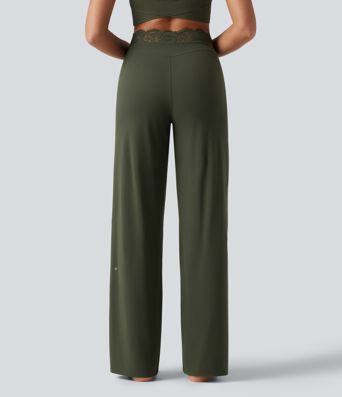 Halara UltraSculpt™ High Waisted Contrast Lace Tummy Control Straight Leg Yoga Pants with Pockets Halara UltraSculpt™ High Waisted Contrast Lace Tummy Control Straight Leg Yoga Pants with Pockets