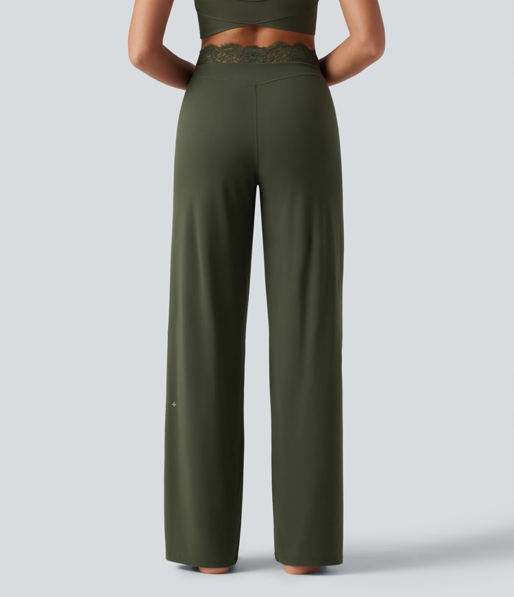 Halara UltraSculpt™ High Waisted Contrast Lace Tummy Control Straight Leg Yoga Pants with Pockets Halara UltraSculpt™ High Waisted Contrast Lace Tummy Control Straight Leg Yoga Pants with Pockets