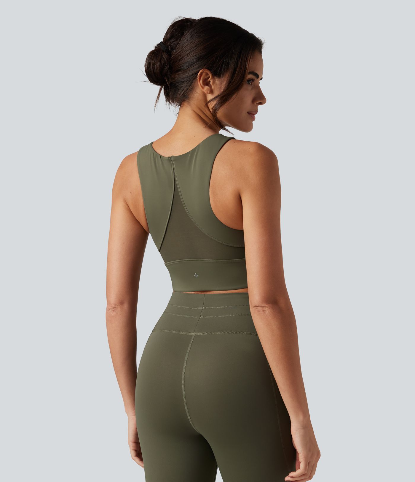 Medium Support Round Neck Non-Removable Pad Contrast Mesh InstantCool Quick Dry Running Sports Bra-UPF50+ Medium Support Round Neck Non-Removable Pad Contrast Mesh InstantCool Quick Dry Running Sports Bra-UPF50+
