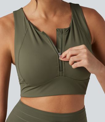 Medium Support Round Neck Non-Removable Pad Contrast Mesh InstantCool Quick Dry Running Sports Bra-UPF50+ Medium Support Round Neck Non-Removable Pad Contrast Mesh InstantCool Quick Dry Running Sports Bra-UPF50+
