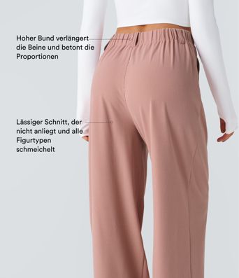 Pantalon Tailleur Large Fluide Halara Flex™ Gaufré Taille Haute Poches Latérales