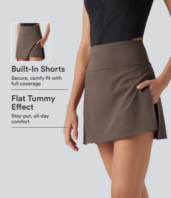 High Waisted Tummy Control 2-in-1 Mini Casual Skirt with Pockets High Waisted Tummy Control 2-in-1 Mini Casual Skirt with Pockets