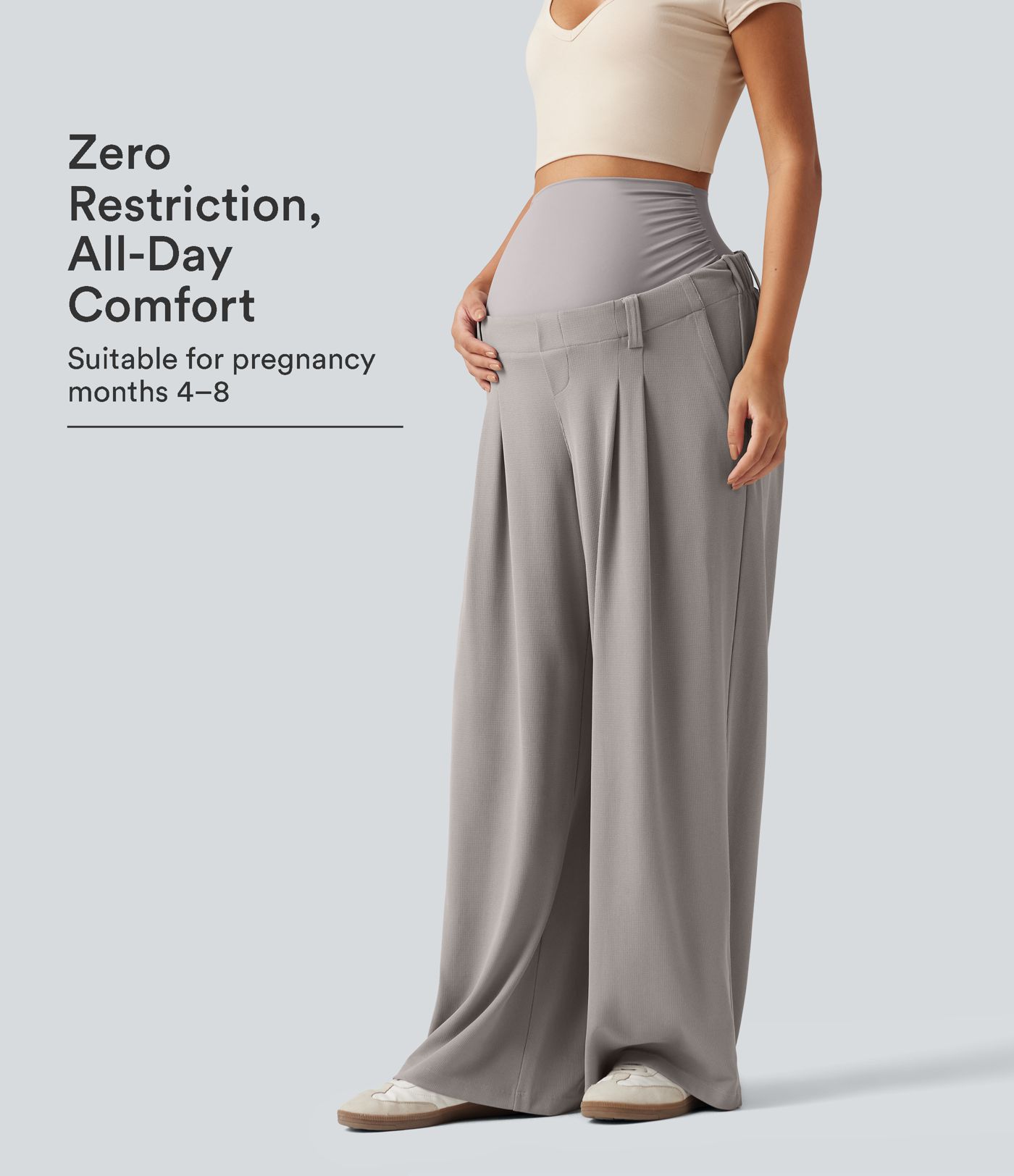 Halara Flex™ Super High Waisted Wide Leg Waffle Maternity Work Pants with Pockets