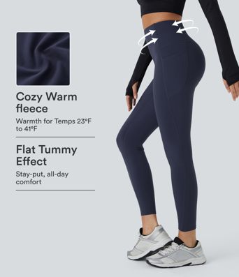 Softlyzero™ Plush Thermal  Workout-Leggings mit hoher Taille und Bauchkontrolle, Seitentaschen