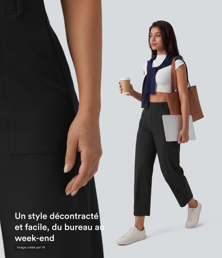 Pantalon barrel DayStretch taille haute avec poches