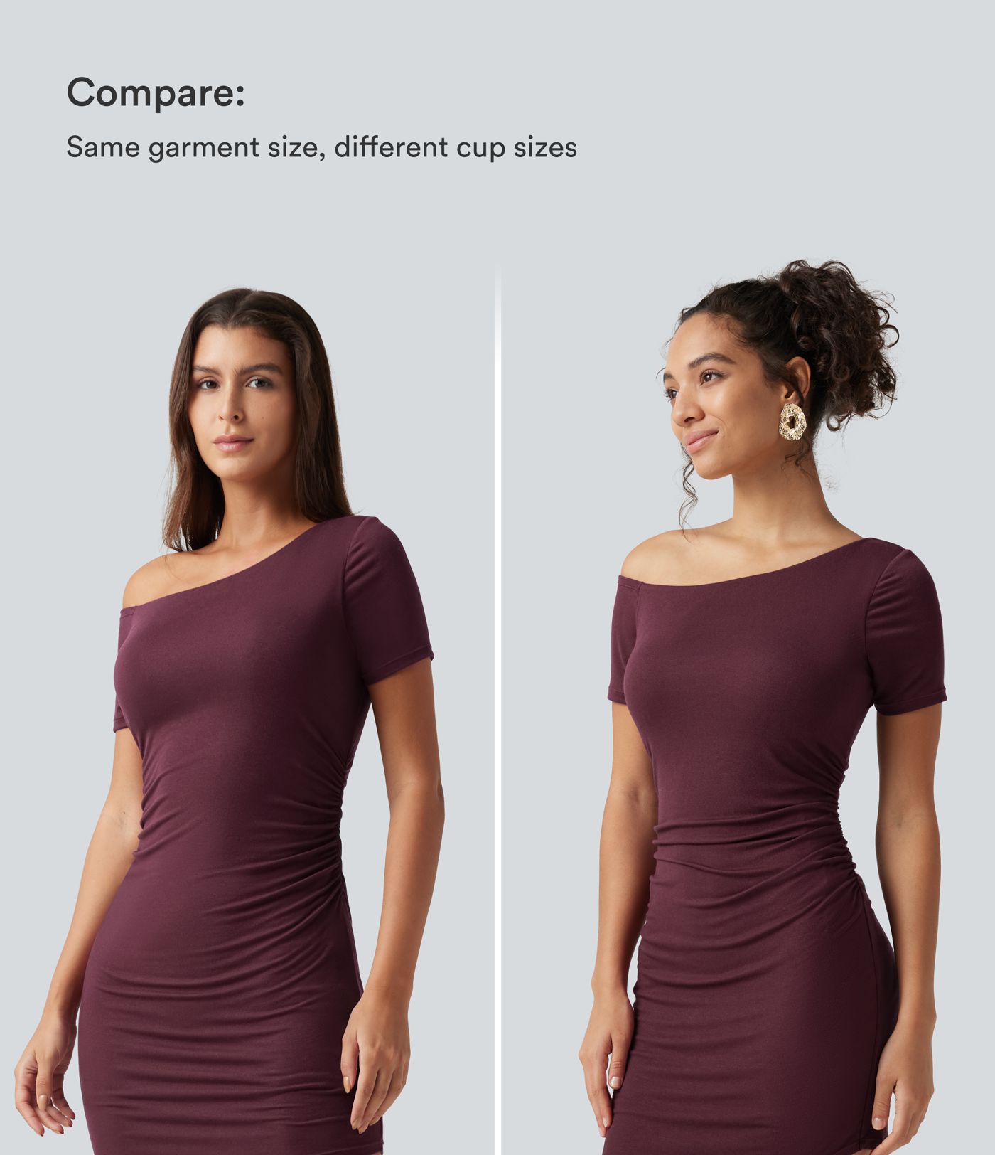 Ribbed One Shoulder Built-in Bra Short Sleeve Bodycon 2-in-1 Mini Casual Dress with Pockets-Easy Peezy Edition B-D Cups
