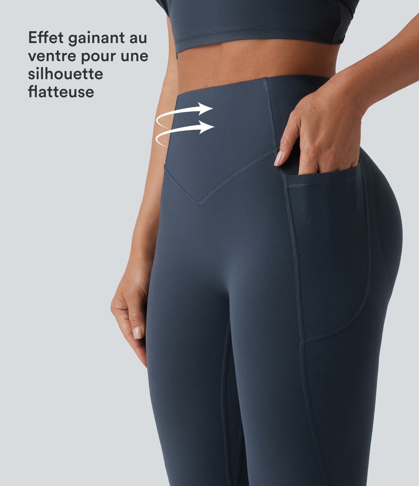 Halara UltraSculpt™ Legging yoga évasé gainant push-up taille haute à fronces avec poches