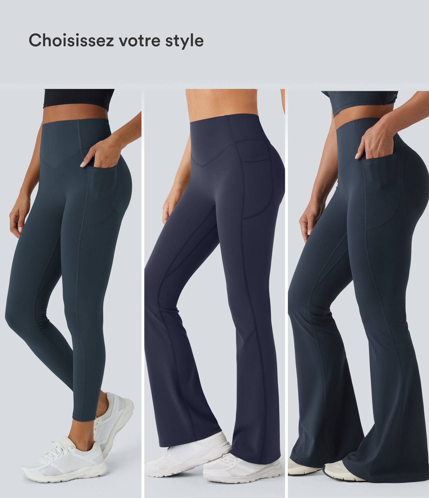 Halara UltraSculpt™ Legging yoga évasé gainant push-up taille haute à fronces avec poches