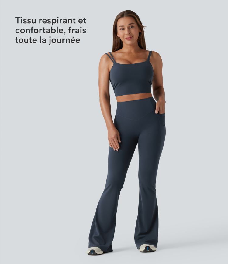 Halara UltraSculpt™ Legging yoga évasé gainant push-up taille haute à fronces avec poches