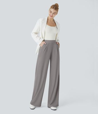 Halara Flex™ High Waisted Body Sculpt Waist-Slimming Pocket Wide Leg Micro Waffle Work Pants Halara Flex™ High Waisted Body Sculpt Waist-Slimming Pocket Wide Leg Micro Waffle Work Pants