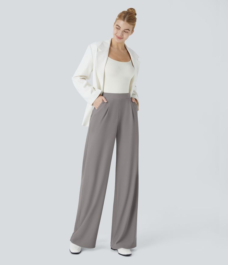 Halara Flex™ High Waisted Body Sculpt Waist-Slimming Pocket Wide Leg Micro Waffle Work Pants Halara Flex™ High Waisted Body Sculpt Waist-Slimming Pocket Wide Leg Micro Waffle Work Pants