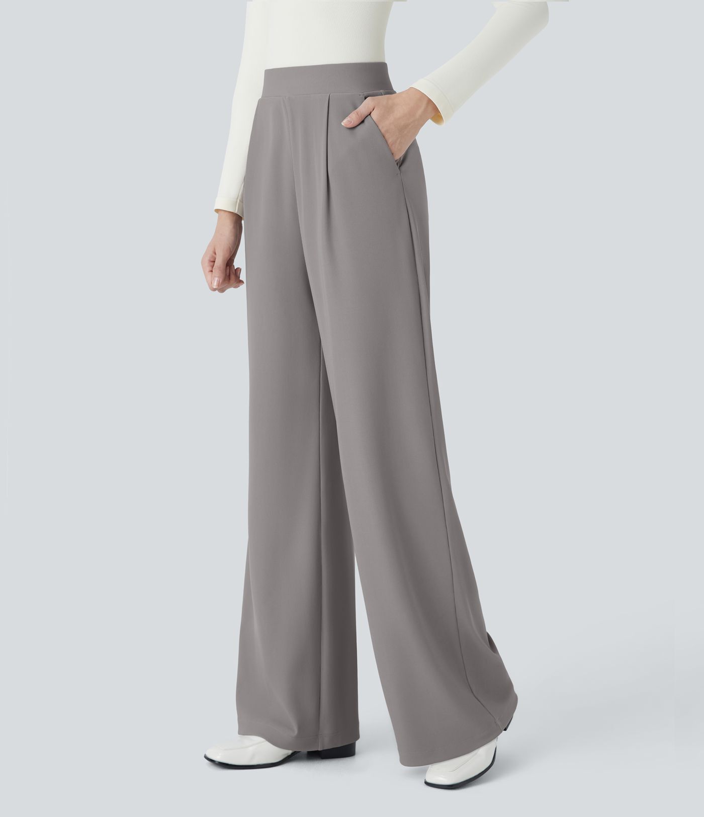 Halara Flex™ High Waisted Body Sculpt Waist-Slimming Pocket Wide Leg Micro Waffle Work Pants Halara Flex™ High Waisted Body Sculpt Waist-Slimming Pocket Wide Leg Micro Waffle Work Pants