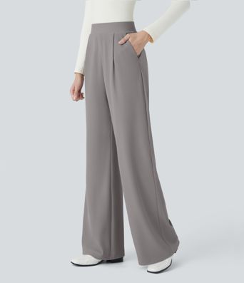 Halara Flex™ High Waisted Body Sculpt Waist-Slimming Pocket Wide Leg Micro Waffle Work Pants Halara Flex™ High Waisted Body Sculpt Waist-Slimming Pocket Wide Leg Micro Waffle Work Pants