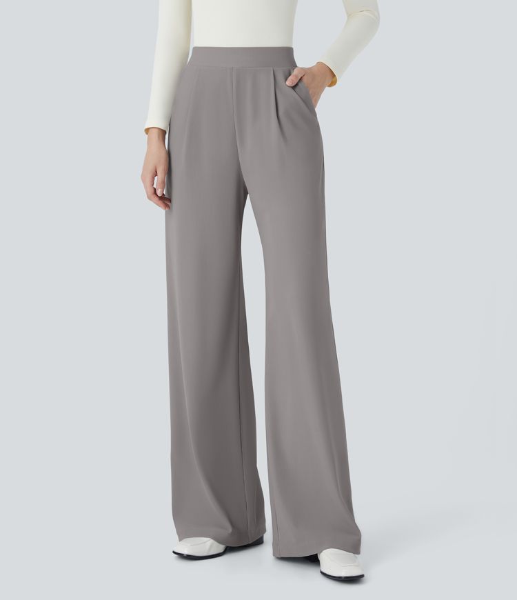 Halara Flex™ High Waisted Body Sculpt Waist-Slimming Pocket Wide Leg Micro Waffle Work Pants Halara Flex™ High Waisted Body Sculpt Waist-Slimming Pocket Wide Leg Micro Waffle Work Pants