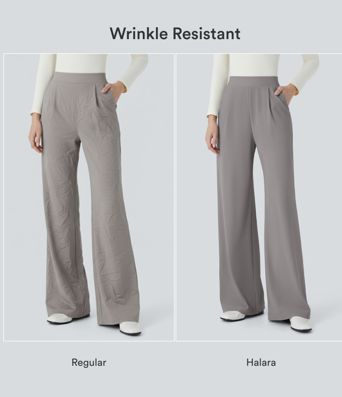 Halara Flex™ High Waisted Body Sculpt Waist-Slimming Pocket Wide Leg Micro Waffle Work Pants Halara Flex™ High Waisted Body Sculpt Waist-Slimming Pocket Wide Leg Micro Waffle Work Pants