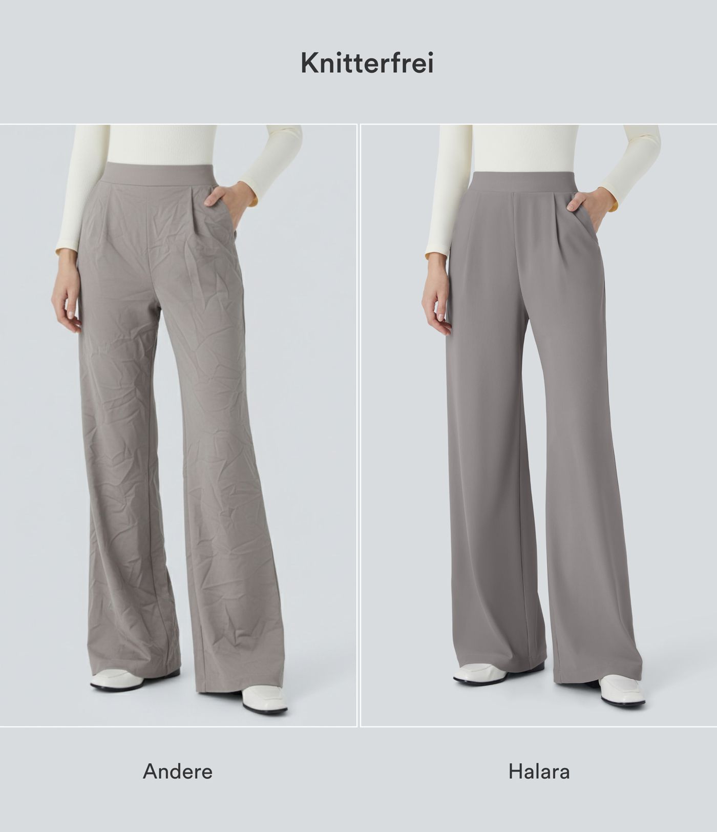 Halara Flex™ Figurformende Stoffhose aus Micro-Waffel-Stoff mit hohem Bund, weitem Bein, Seitentasche, Energiehose